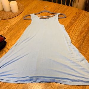 Light blue flows dress with cross cross back